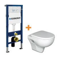 Linie Enzo hangend toilet hoogglans wit open spoelrand met Geberit Duofix inbouwreservoir - thumbnail