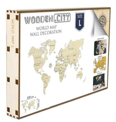 Wooden City wereldkaart 83 x Wooden City wereldkaart 83 x