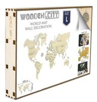 Wooden City wereldkaart 83 x