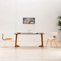 Eetkamerstoelen 2 st gebogen hout en kunstleer crmekleurig - thumbnail