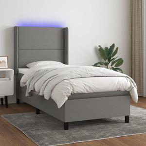 Boxspring met matras en LED stof donkergrijs 90x190 cm SKU: V3138198