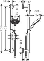 Hansgrohe Raindance Select S 120 Unica-comfort Glijstangset 65 Cm. Chroom-wit - thumbnail