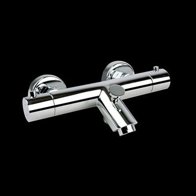 Badkraan Salina 15cm Hartafstand Thermostatisch Opbouw Rond Chroom 2 Greeps met Onderuitloop Badkraan Salina 15cm Hartafstand Thermostatisch Opbouw Rond Chroom 2 Greeps met Onderuitloop