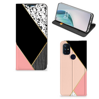 OnePlus Nord N10 5G Stand Case Zwart Roze Vormen - thumbnail