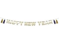 Letterslinger &apos;Happy New Year&apos; met tassels (3m) - thumbnail