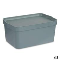 Opbergbak met Deksel Kipit Grijs Plastic 7,5 L (12 Stuks)