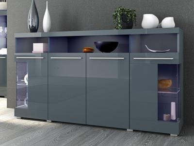 Dressoir INAZO 4 deuren grijs/hoogglans grijs zonder led
