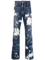 DSQUARED2 jean droit à effet taches de peinture - Bleu