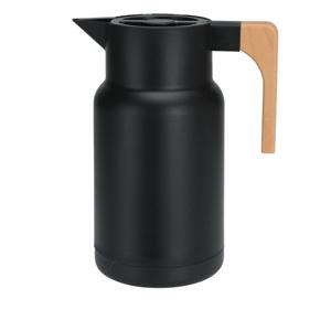 Koffiekan thermoskan - 1L - dubbelwandig - kunststof - mat zwart - D12,5 x H25 cm