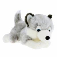 Knuffeldier Puppy Husky hond - zachte pluche stof - premium kwaliteit knuffels - grijs - 30 cm - thumbnail