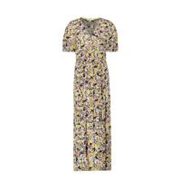 Garcia gebloemde wikkeljurk zwart/wit/geel/roze