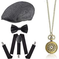 Retro vintage Roaring jaren '20 Jaren 1920 Outfits Accessoireset Beret Hoed The Great Gatsby Heer Voor heren Modieus Kerstmis Schoolfeest Festival Meer Accessoires Lightinthebox