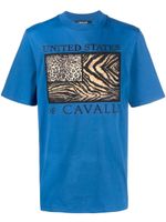 Roberto Cavalli t-shirt à motif drapeau brodé - Bleu - thumbnail