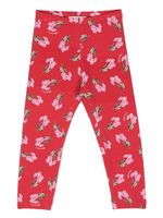 Monnalisa legging en coton stretch à fleurs - Rouge