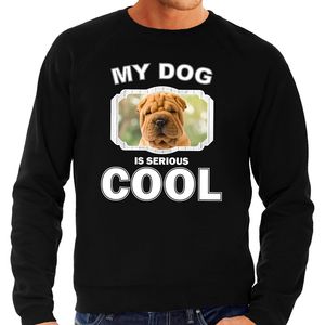 Honden liefhebber trui / sweater Shar pei my dog is serious cool zwart voor heren