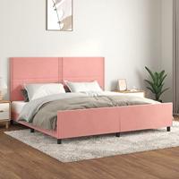 vidaXL Bedframe met hoofdeinde fluweel roze 200x200 cm, bed, ledikant, tweepersoonsbed, slaapmeubel, bedbodem, bedden, slaapmeubels, slaapmeubelen