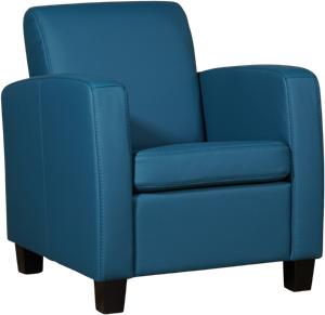 Blauwe leren landelijke fauteuil Joy - poot hout zwart - Toledo Leer Turquoise (blauw leer)