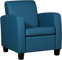 Blauwe leren landelijke fauteuil Joy - poot hout zwart - Toledo Leer Turquoise (blauw leer) - thumbnail