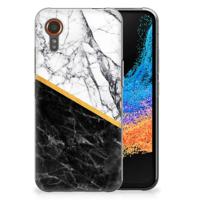 Samsung Galaxy Xcover 7 TPU Siliconen Hoesje Marmer Wit Zwart - Origineel Cadeau Man