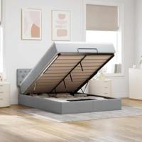 vidaXL Ottoman bed met matras 140x200cm stof lichtgrijs