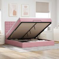 vidaXL Ottoman bed met matrassen en LED's 180x200cm fluweel roze, bedframe, ottoman bedframe, bedframe met opbergruimte onder het bed, bedframe met opbergruimte