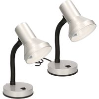 2x stuks zilveren bureaulampen/tafellampen 13 x 10 x 30 cm