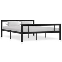 Bedframe metaal zwart en wit 160x200 cm