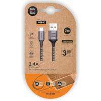 Tech One Tech TEC2023 USB A naar USB-C kabel, 2 m