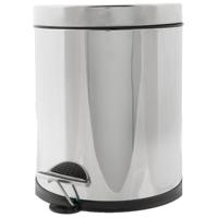 Vuilnisbak/pedaalemmer zilver 5 liter 25 cm Rvs - Pedaalemmers