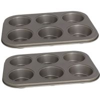 2x stuks muffins en cupcakes bakken bakvorm/bakblik 26 x 18 cm - voor 6x stuks