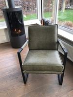 Leren fauteuil met stalen frame - groen leer - Echt leer, Industrieel, ontdek de vele Leersoorten en Kleuren bij ShopX - thumbnail