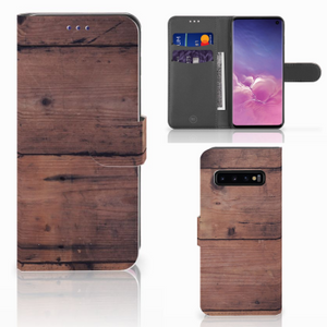 Samsung Galaxy S10 Book Style Case Old Wood