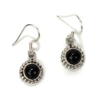 Edelsteen Oorhangers Zwarte Onyx 925 Zilver "Kelhi" - thumbnail