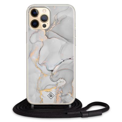 iPhone 12 hoesje met koord - Marmer grijs iPhone 12 hoesje met koord - Marmer grijs