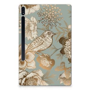 Siliconen Hoesje voor Samsung Galaxy Tab S7 Plus | S8 Plus Vintage Bird Flowers