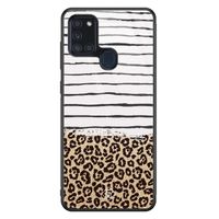 Samsung Galaxy A21s glazen hardcase - Leopard lines