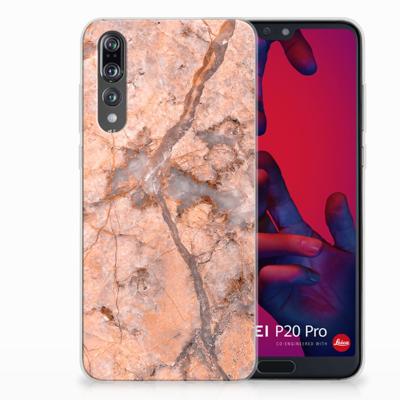 Huawei P20 Pro TPU Siliconen Hoesje Marmer Oranje Huawei P20 Pro TPU Siliconen Hoesje Marmer Oranje