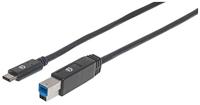 Manhattan 354998 2m USB C USB B Mannelijk Mannelijk Zwart USB-kabel