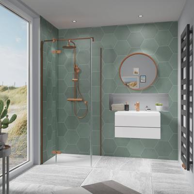 Ben Vivid douchecabine linksdraaiend 90x100cm Geborsteld koper