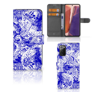 Telefoonhoesje met Naam Samsung Galaxy Note 20 Angel Skull Blauw