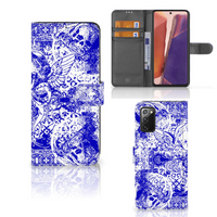 Telefoonhoesje met Naam Samsung Galaxy Note 20 Angel Skull Blauw - thumbnail