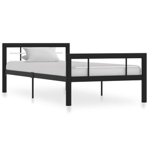 Bedframe metaal zwart en wit 100x200 cm