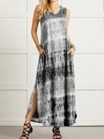 V Nek Casual Ombre/tie-Dye weven Jurk