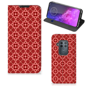 Motorola One Zoom Hoesje met Magneet Batik Rood