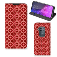 Motorola One Zoom Hoesje met Magneet Batik Rood - thumbnail