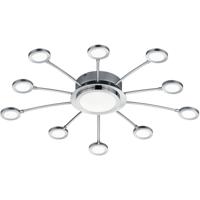 LED Plafondlamp - Trion Bodrina - 20W + 6W - 11-lichts - Aanpasbare Kleur - Dimbaar - Afstandsbediening - Rond - Mat Chroom - Aluminium