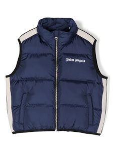 Palm Angels Kids gilet matelassé à logo imprimé - Bleu