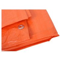 1x stuks outdoor/camping oranje afdekzeil / dekzeil 8 x 10 meter met ringen - thumbnail