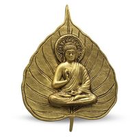 Buddha on Leaf Hanging (Green with Yellow Powder Finish) - thumbnail