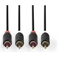 Stereo audiokabel | 2x RCA male - 2x RCA male | 1,0 m | Antraciet [CABW24200AT10] - thumbnail